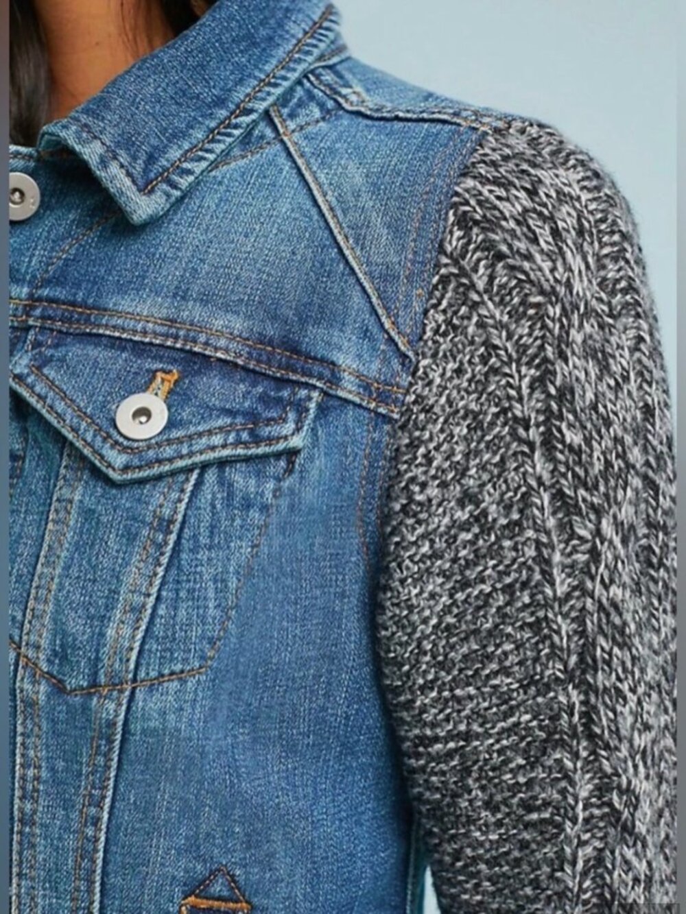 Like New, Anthropologie Pilcro & The Letterpress Denim Sweater Jacket. Size S - Picture 3 of 11